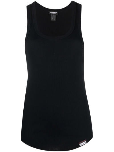 Dsquared2 Cotton Ribbed Tank-top In Black