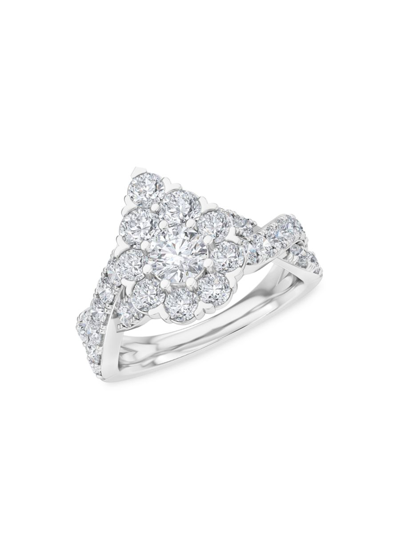 Saks Fifth Avenue Women's 14k White Gold & Lab-grown Diamond Pear Cluster Engagement Ring