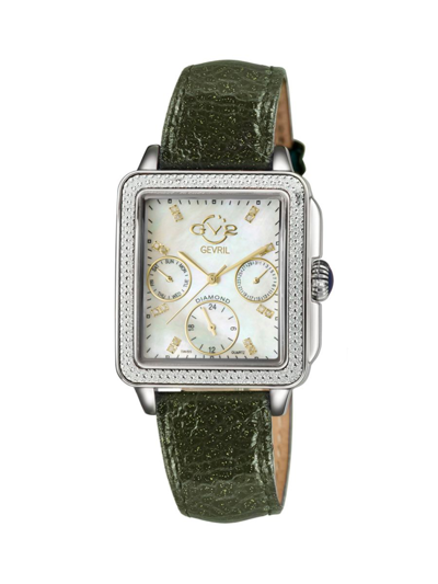 Gv2 Women's Bari Sparkle Stainless Steel Diamond Leather Strap Watch In Sapphire