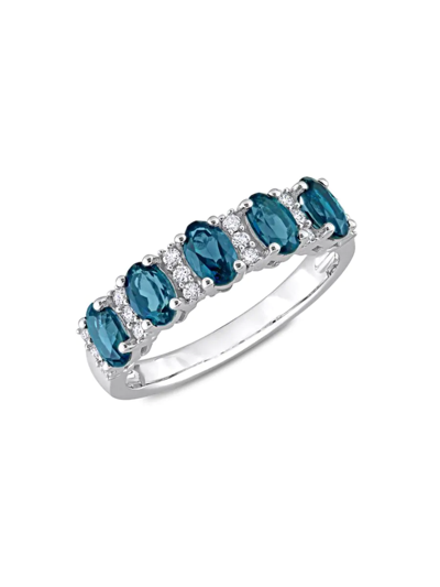 Saks Fifth Avenue Women's 14k White Gold, London Blue Topaz & Diamond Ring