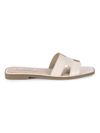 Steven New York Women's Hunnie Croc-embossed Slides In White