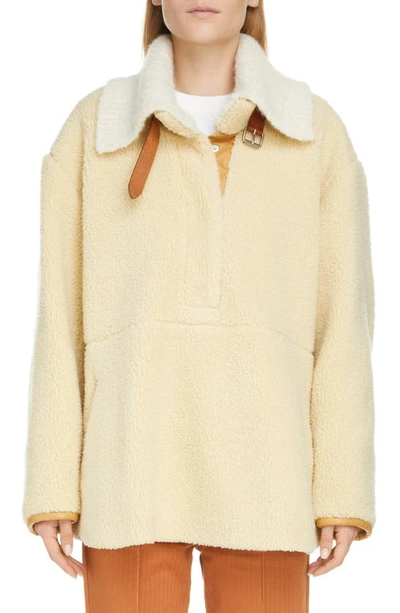 Isabel Marant Brigitte Ribbed-knit And Leather-trimmed Fleece Jacket In Ivory