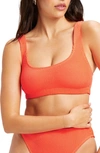 Good American Always Fits Scoop Neck Bikini Top In Hot Coral001