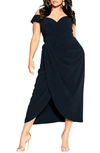 CITY CHIC RIPPLE LOVE OFF THE SHOULDER MAXI DRESS