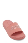 Alexander Mcqueen Womens Peep-toe Footbed Slide Sandals In Anemone White
