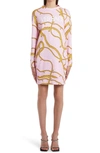Versace Long Sleeve Chain Sweatshirt Dress In Candy Pink/ Gold