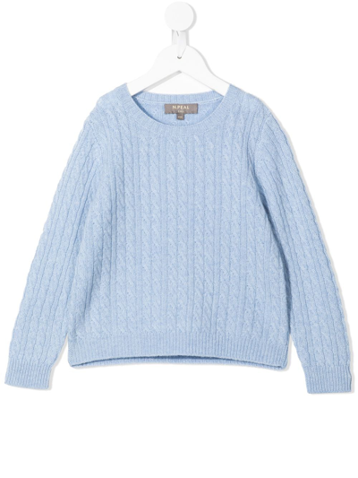 N•peal Kids' Knitted Organic Cashmere Jumper In Blue