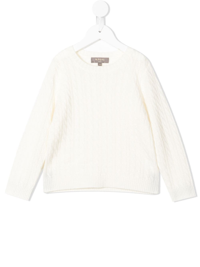 N•peal Kids' Knitted Organic Cashmere Jumper In White