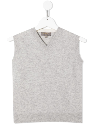 N•peal Kids' Organic Cashmere Knitted Vest Top In Grey