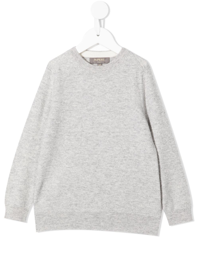 N•peal Kids' Organic Cashmere Sweatshirt In Grey