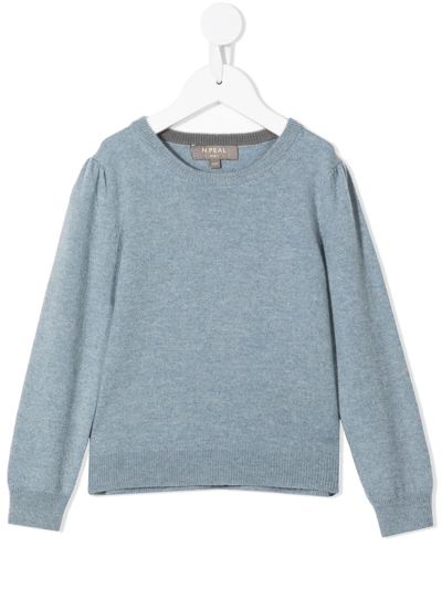 N•peal Kids' Organic Cashmere Knitted Jumper In Blue