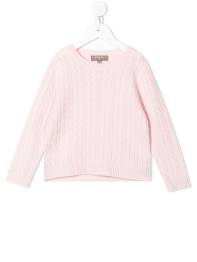 N•peal Kids' Knitted Organic Cashmere Jumper In Pink