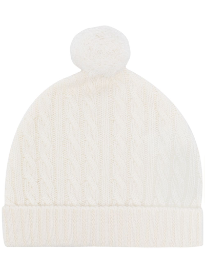 N•peal Kids' Knitted Organic Cashmere Hat In White