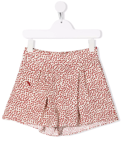 Zadig & Voltaire Teen Heart-print Flared Shorts In Multicolor