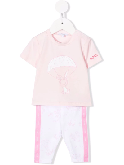 Bosswear Babies' 小兔印花两件式运动套装 In Pink