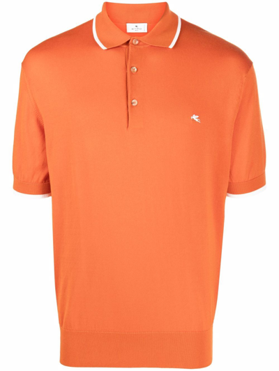 Etro Embroidered Logo Polo Shirt In Orange