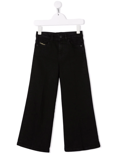 Diesel Teen Wide-leg Cotton Jeans In Black