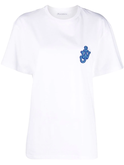 Jw Anderson Anchor Logo-patch T-shirt In White