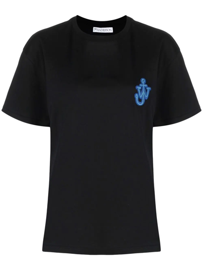 Jw Anderson Cotton T-shirt With Logo Application In Black