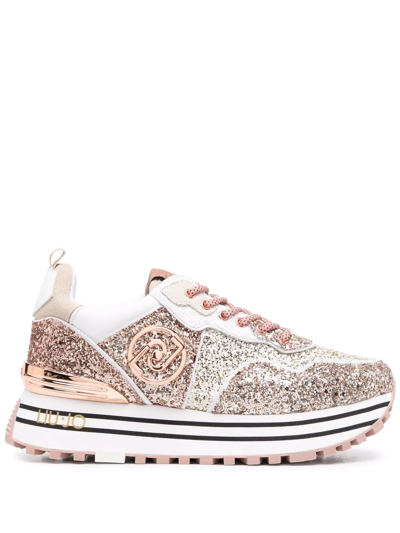 Liu •jo Platform Sneakers With Glitter Liu Jo In Gold