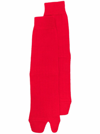 Maison Margiela Tabi Wool-blend Socks In Red