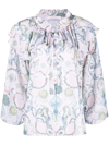 See By Chloé Baroque-print Ruffled Blouse In 6za Rosa Multicolor