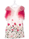 MONNALISA TEEN ROSE-PRINT TULLE DRESS