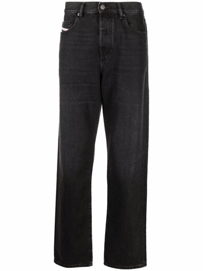 Diesel Mid-rise Straight-leg Jeans In Black