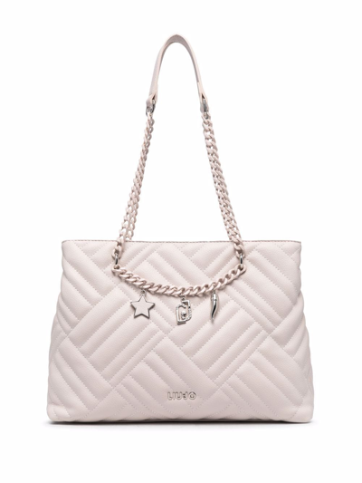 Liu •jo Quilted Chain-charm Tote Bag In Grey