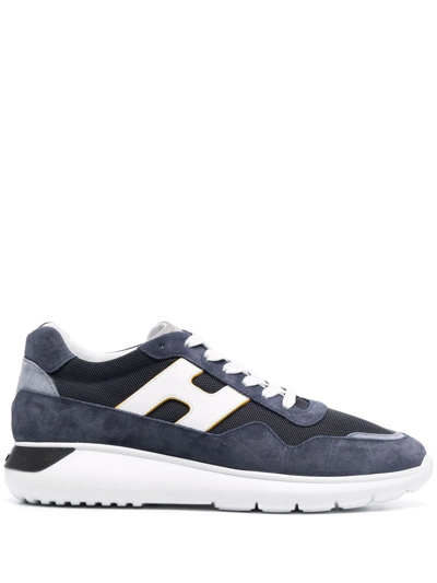 Hogan Logo-patch Lace-up Sneakers In Blue