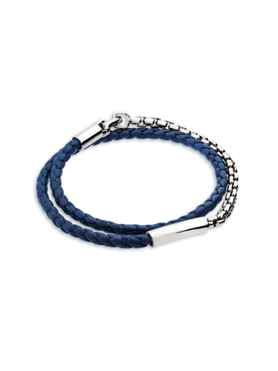 Tane Mexico Men's Blue Leather & Sterling Silver Comet Bracelet