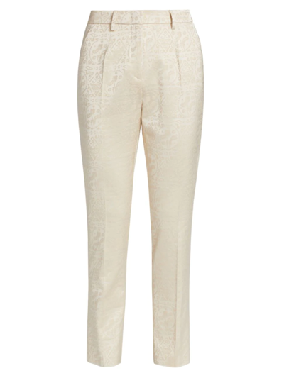 Etro Women's Satin Jacquard Trousers In White