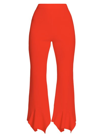 Stella Mccartney Compact-knit Cropped Flare Trousers In Bright Orange