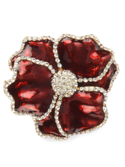 Nomi K Swarovski Crystal Flower 4-piece Napkin Ring Set In Red