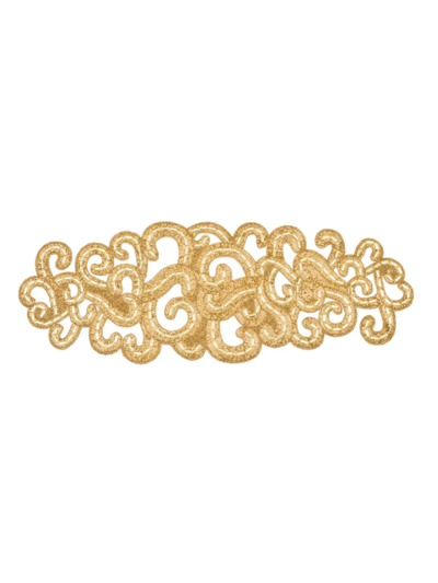 Nomi K Small Hand-beaded Table Runner In Gold