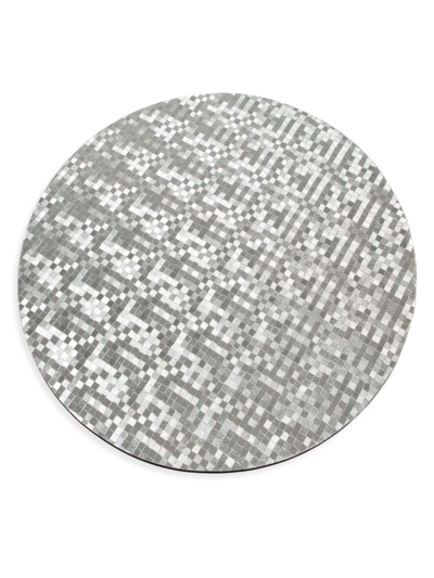 Nomi K Checkered Circular Placemat In Silver