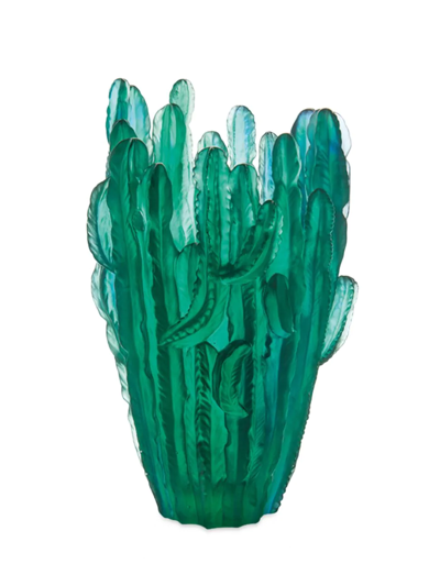 Daum Large Green Cactus Vase