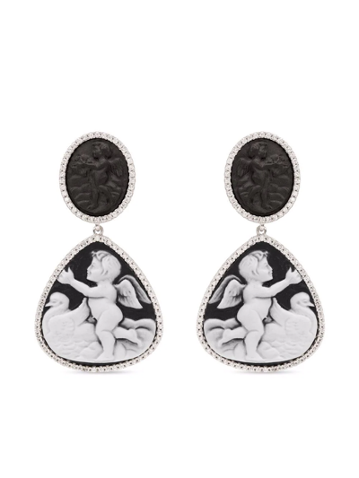 Cameo & Beyond Cherubs With Goose Roman Period Earrings In Silver