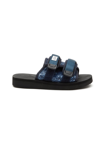 Suicoke 'moto' Bandana Print Single Band Slides In Blue