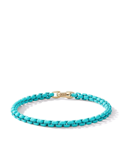 David Yurman Stainless Steel Bel Aire Chain Bracelet With 14k Yellow Gold Accent In Turquoise