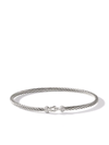 David Yurman 3mm Sterling Silver Cable Diamond Bracelet In Silver