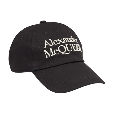 Alexander Mcqueen Mcqueen Stacked Cap In Black Ivory