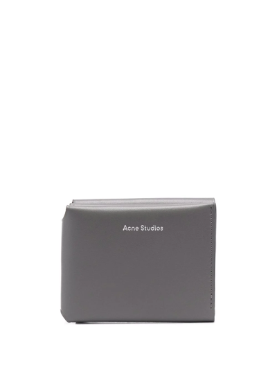 Acne Studios Trifold Leather Wallet In Grey