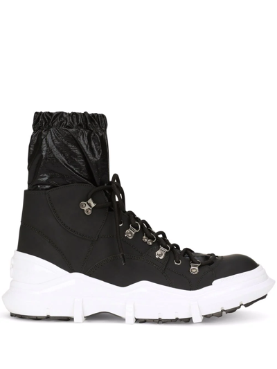 Dolce & Gabbana Elasticated Lace-up Boots In Black