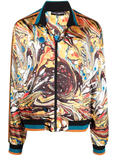 Dolce & Gabbana Graphic-print Track Jacket In Orange