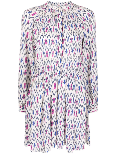 Isabel Marant Étoile Graphic Print Long-sleeved Dress In Ecru