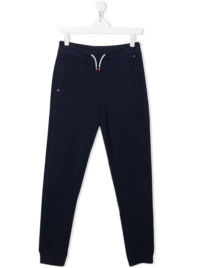 Tommy Hilfiger Junior Kids' Drawstring Organic Cotton Track Trousers In Black