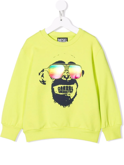 Diesel Teen Graphic-print Cotton Sweatshirt In Green