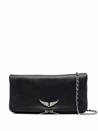 Zadig & Voltaire Rock Swing Your Wings Clutch In Silver_black