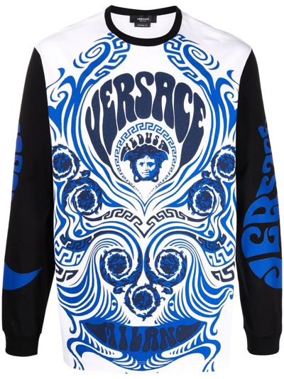 Versace White & Black Medusa Music Long Sleeve T-shirt